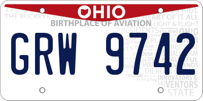 OH license plate GRW9742