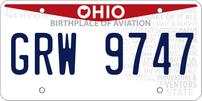 OH license plate GRW9747