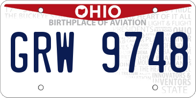 OH license plate GRW9748