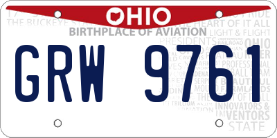 OH license plate GRW9761
