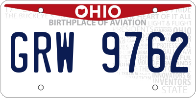 OH license plate GRW9762