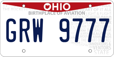 OH license plate GRW9777