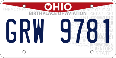 OH license plate GRW9781