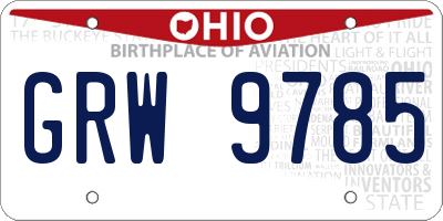 OH license plate GRW9785