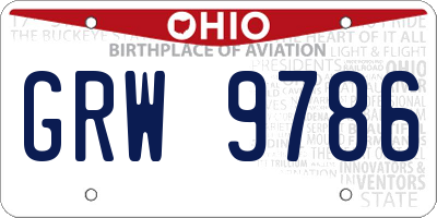 OH license plate GRW9786