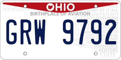 OH license plate GRW9792