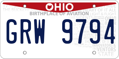 OH license plate GRW9794