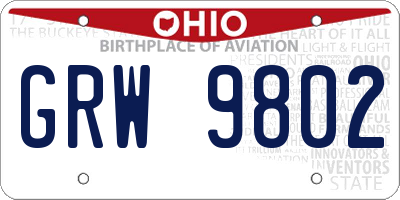 OH license plate GRW9802