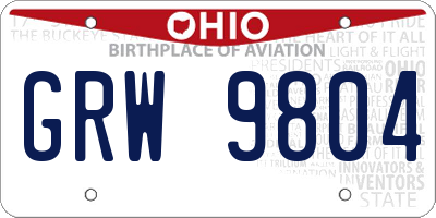 OH license plate GRW9804