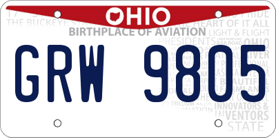 OH license plate GRW9805