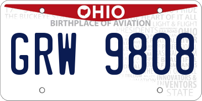 OH license plate GRW9808