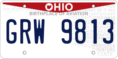 OH license plate GRW9813