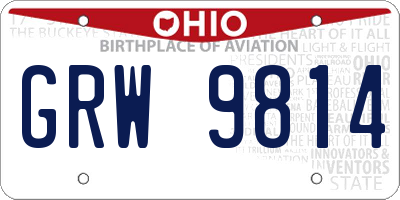 OH license plate GRW9814