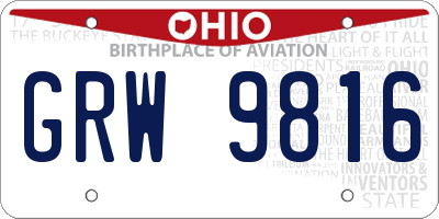 OH license plate GRW9816