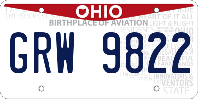 OH license plate GRW9822