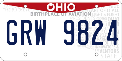 OH license plate GRW9824