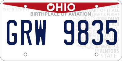 OH license plate GRW9835