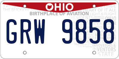OH license plate GRW9858