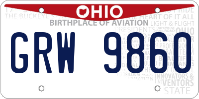 OH license plate GRW9860