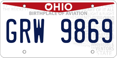 OH license plate GRW9869
