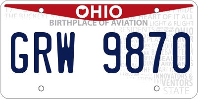 OH license plate GRW9870
