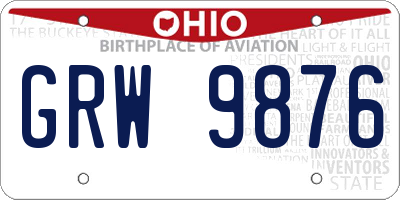 OH license plate GRW9876