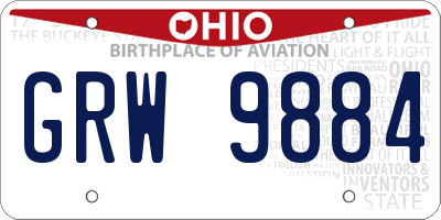 OH license plate GRW9884