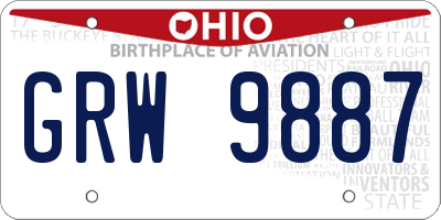 OH license plate GRW9887