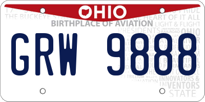 OH license plate GRW9888