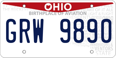 OH license plate GRW9890