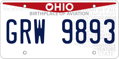 OH license plate GRW9893