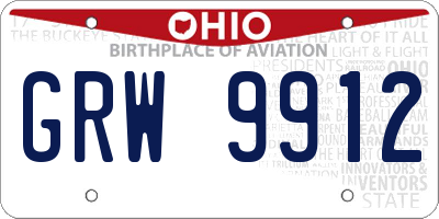 OH license plate GRW9912