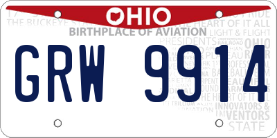 OH license plate GRW9914