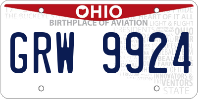 OH license plate GRW9924