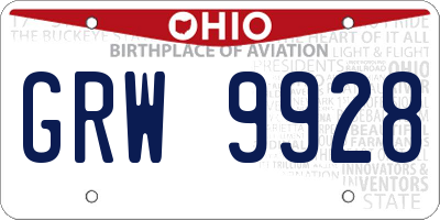OH license plate GRW9928