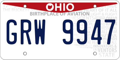 OH license plate GRW9947