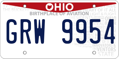 OH license plate GRW9954