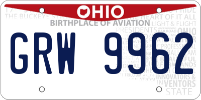 OH license plate GRW9962