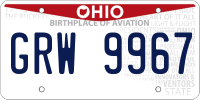 OH license plate GRW9967