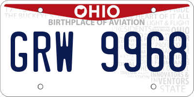 OH license plate GRW9968