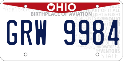 OH license plate GRW9984
