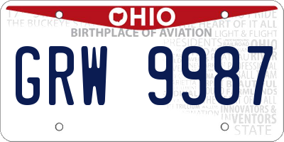 OH license plate GRW9987