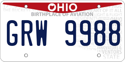 OH license plate GRW9988