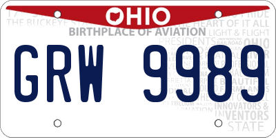 OH license plate GRW9989