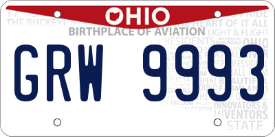 OH license plate GRW9993