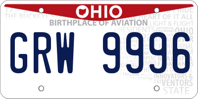 OH license plate GRW9996
