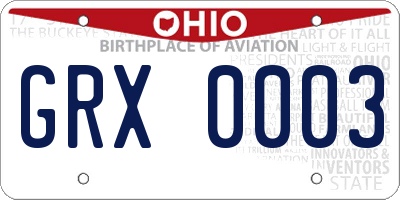 OH license plate GRX0003