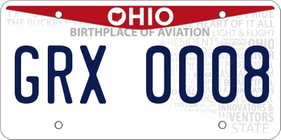 OH license plate GRX0008