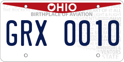 OH license plate GRX0010