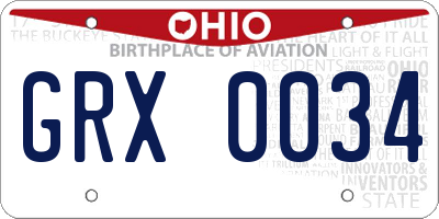OH license plate GRX0034
